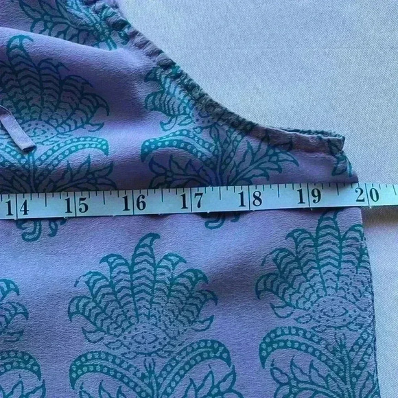 Anthropology 100% Silk Halter Tank Top Lavender Purple Teal Pattern Women Sz 10 - Picture 5 of 11